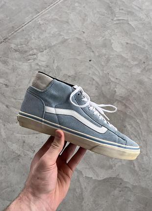 Вінтажні блакитні замшеві кеди vans california mid середня висота рідкісна модель професійна легка модель