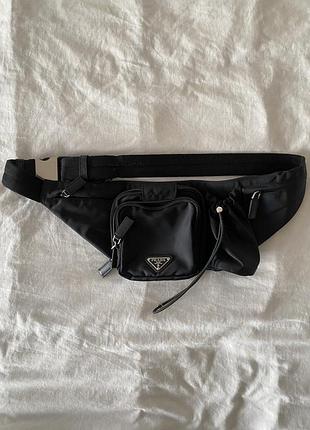 Сумка prada montana tessuto nylon belt bag (model va0056) черная