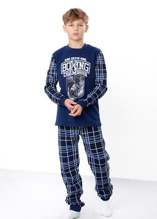 Теплая хлопковая пижама с начесом для мальчиков подростков, подростковая утепленная пижама на байке