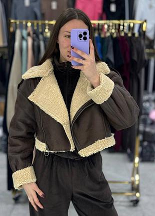 Вкорочена дублянка дубльонка дублёнка куртка