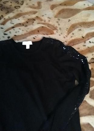 Шикарное мягкое платье из мериносовой шерсти, украшенное пайетками, размер 48-50