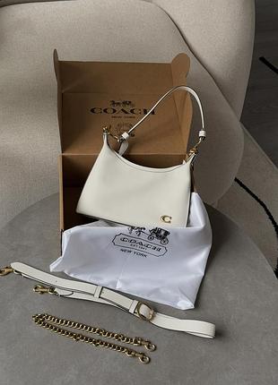 Сумка жіноча coach juliet shoulder bag white smooth leather