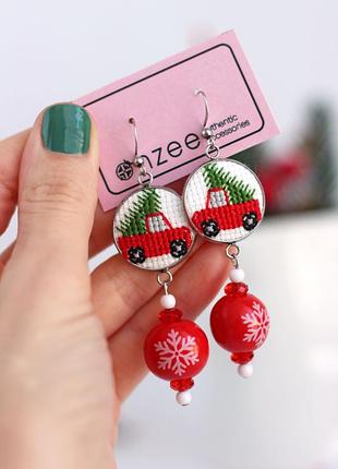 Серьги с вышивкой / вышитые серьги / серьги в этно стиле