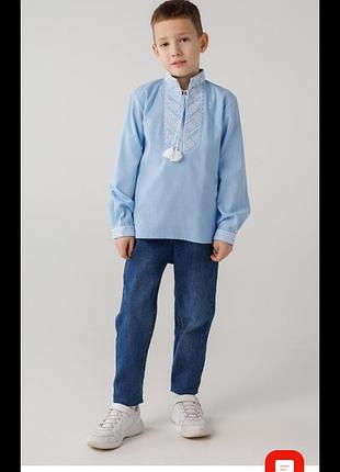 Льняная вышиванка на мальчика 4-6 лет