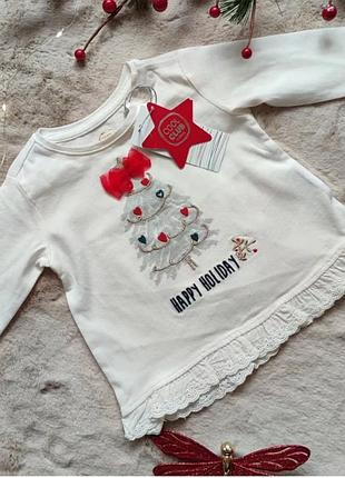 Новогодний стильный лонгслив для маленькой девочки 🥰