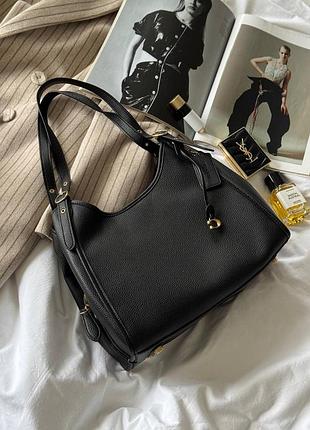 Шкіряна чорна класична жіноча сумка сумка вмістка сумка