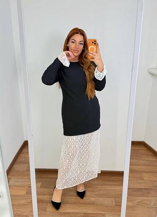 Женское платье с гипюром до 62 размера