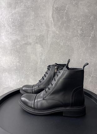 Ботинки черные кожаные шнуровка/замок 0010-1023 la pinta турция