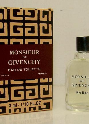 Миниатюра givenchy monsieur de givenchy, edt, 3 мл. оригинал. винтаж.