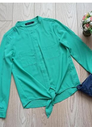 Мятная блуза с завязкой