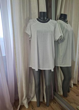 Котоновая с рукавами в прошву майка