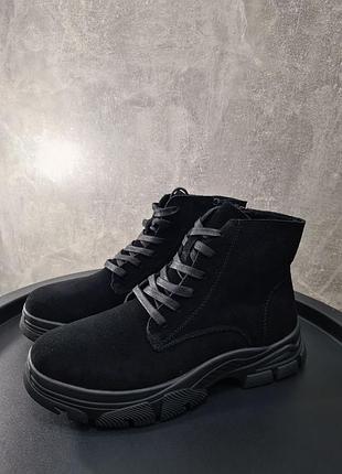 Ботинки женские замшевые черные 78169 lonza турция