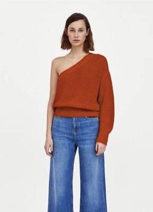 Жіночий помаранчевий светр на одне плече zara