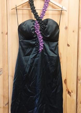 Чорна вечірня коктейльна міді сукня 44 розмір (s)