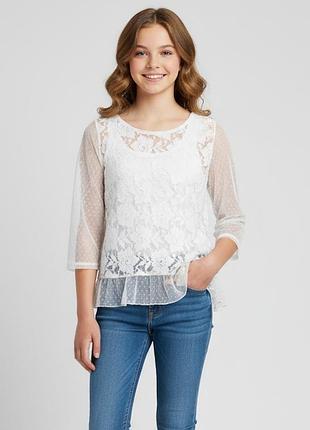 Дитяча святкова біла блузка abercrombie & fitch