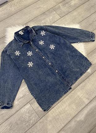 Джинсова оверсайз рубашка