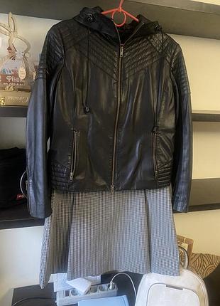 Куртка  з карюшоном гранжева шкіряна