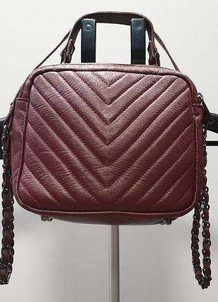 Сумка шкіряна італійська бордова 20х17х7