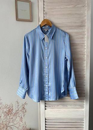 Блуза сатиновая в полоску голубого цвета h&amp;m