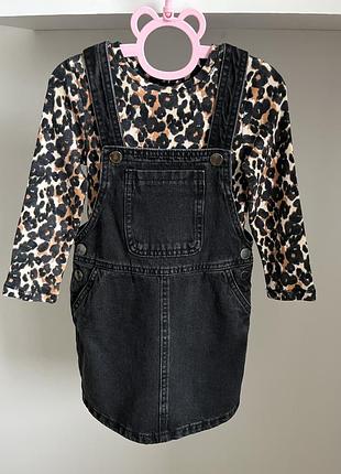 Комплект next ( джинсовий сарафан, реглан лео)