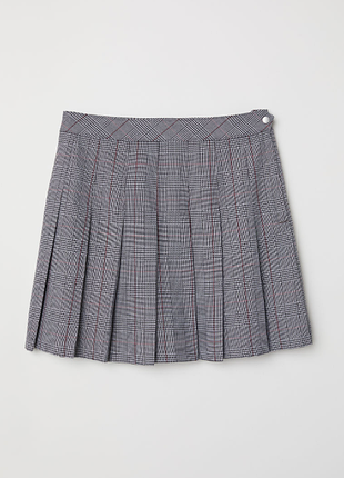Тенісна сіра спідниця в клітинку h&m eur 36 р. в складку/плісована
