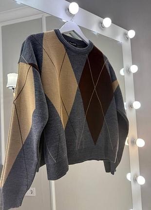Турецький оверсайз світер светр в ромби