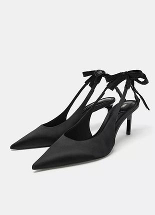 Атласні туфлі жіночі чорні zara new