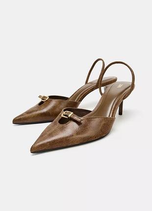 Туфлі жіночі коричневі без задників zara new