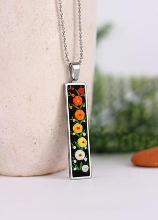 Кулон с вышивкой / вышитый кулон с цветами