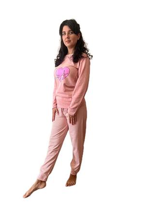 Жіноча піжама бавовняна з утепленням тонкого флісу