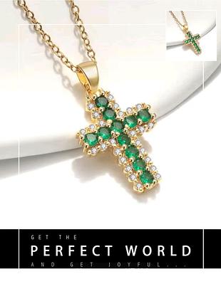 Красивый кростик с цепочкой light luxury fashion (красный крептик с цирконами)