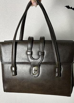 Вінтажна шкіряна сумка ридикюль шкіра коричнева шоколад вінтаж ретро