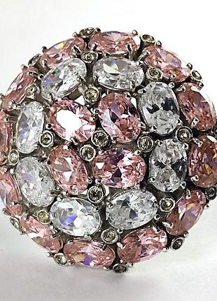 Крупное серебряное кольцо с камнями. 925 проба.