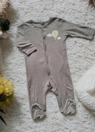 Детский хлопковый человечек, серый, 4-6 месяцев, на кнопках, name it