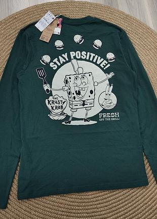 Лонгслив kiabi зеленый spongebob 170 (s) - мужской подростковый лонгслив с принтом