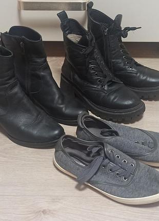 Жіночі черевики шкіряні 2 пари+кеди, 38 р, ціна за всі