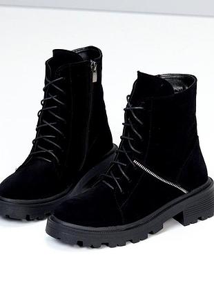 Демисезонные ботинки, натуральная замш, флис