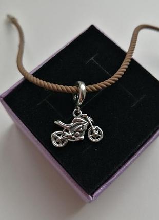 Подвеска мотоцикл серебряная, подарок мужчине, парню, кулон подвес, шарм, мото