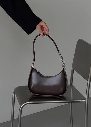 Премиальная сумка-багет женская шоколад кожа 11852