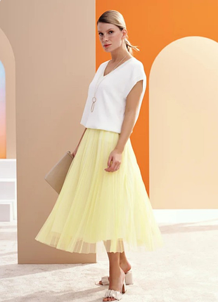 Лимонная двухслойная тюлевая миди из италии