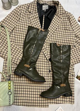 Стильні чоботи кольору хакі 💚