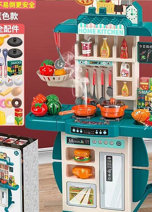 Кухня 839-012 высота 95 см, 54 элемента, свет, звук, парогенератор, помповая подача воды, посуда, продукты, приборы, в коробке