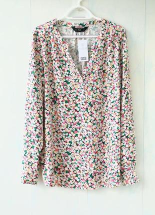 Базовая блуза , этно стиль, цветочный принт f&f