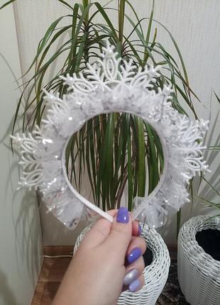 Новогодний обруч снежинки, зима, зимняя королева