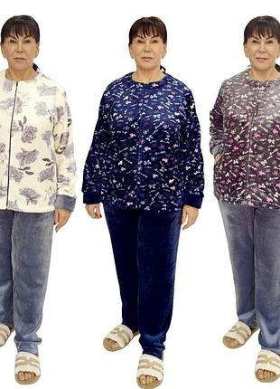 Костюм теплий жіночий махровий домашній великого розміру 52-64