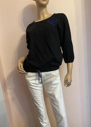 Хлопковый лонгслив в полоску/ s/ brend hampton bays