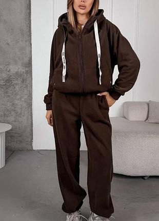 Бомбезний трендовий костюм з супер якісного щільного флісу, полар фліс, джоггери, худі бктнік кофта з капюшоном оверсайз