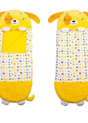 Детский спальный мешок на молнии 3 в 1 встроенная подушка 130 см щенок желтый baby sleeping bag size s