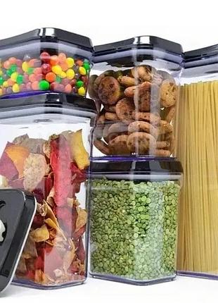 Набор прозрачных контейнеров для сыпучих 5 предметов food с крышками