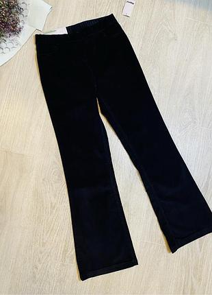 Підліткові чорні велюрові кльошеві штани для дівчинки 158/164 см